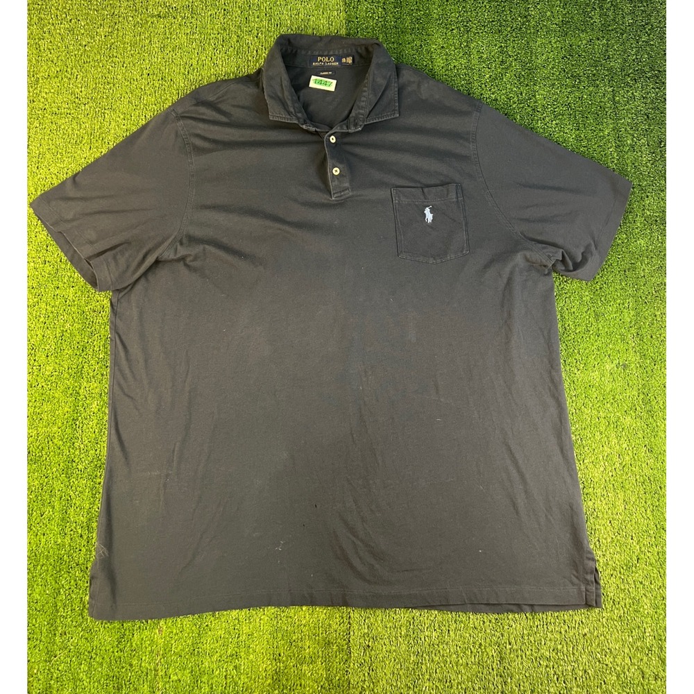 Polo Ralph Lauren Mens XXL Classic Fit Pocket Polo Shirt Navy Blue Short Sleeve